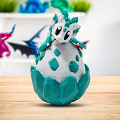 Jade Crystal Dragon and Egg | Articulated Fidget Toy in Emerald Egg