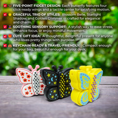 Butterfly Fidget Clicker Keychain | 5 Clickable Wings and Body
