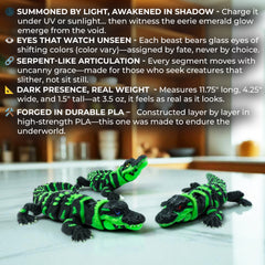 Glow-in-the-Dark Articulated Alligator – Emerald Warden of the Shadows