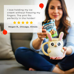 BonBon Bunny | Cute Animal Ice Cream Pint Holder or Ramen Noodle Bowl
