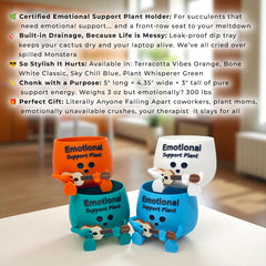 Cute Emotional Support Planter | Funny Head Pot for Succulents | Kawaii Home Office Decor | Funky 3D Printed Gift for Plant Lovers