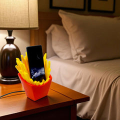 Funny Phone Holder For Desk With Charging Slot | Gift For Foodie Friend | French Fry Theme Gift | Housewarming Gift | Quirky Desk Decor