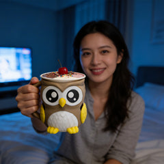 OddBall Owl - Cute Animal Ice Cream Pint Holder or Ramen Noodle Bowl