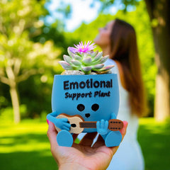 Cute Emotional Support Planter | Funny Head Pot for Succulents | Kawaii Home Office Decor | Funky 3D Printed Gift for Plant Lovers