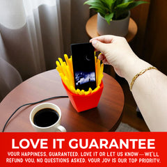 Funny Phone Holder For Desk With Charging Slot | Gift For Foodie Friend | French Fry Theme Gift | Housewarming Gift | Quirky Desk Decor