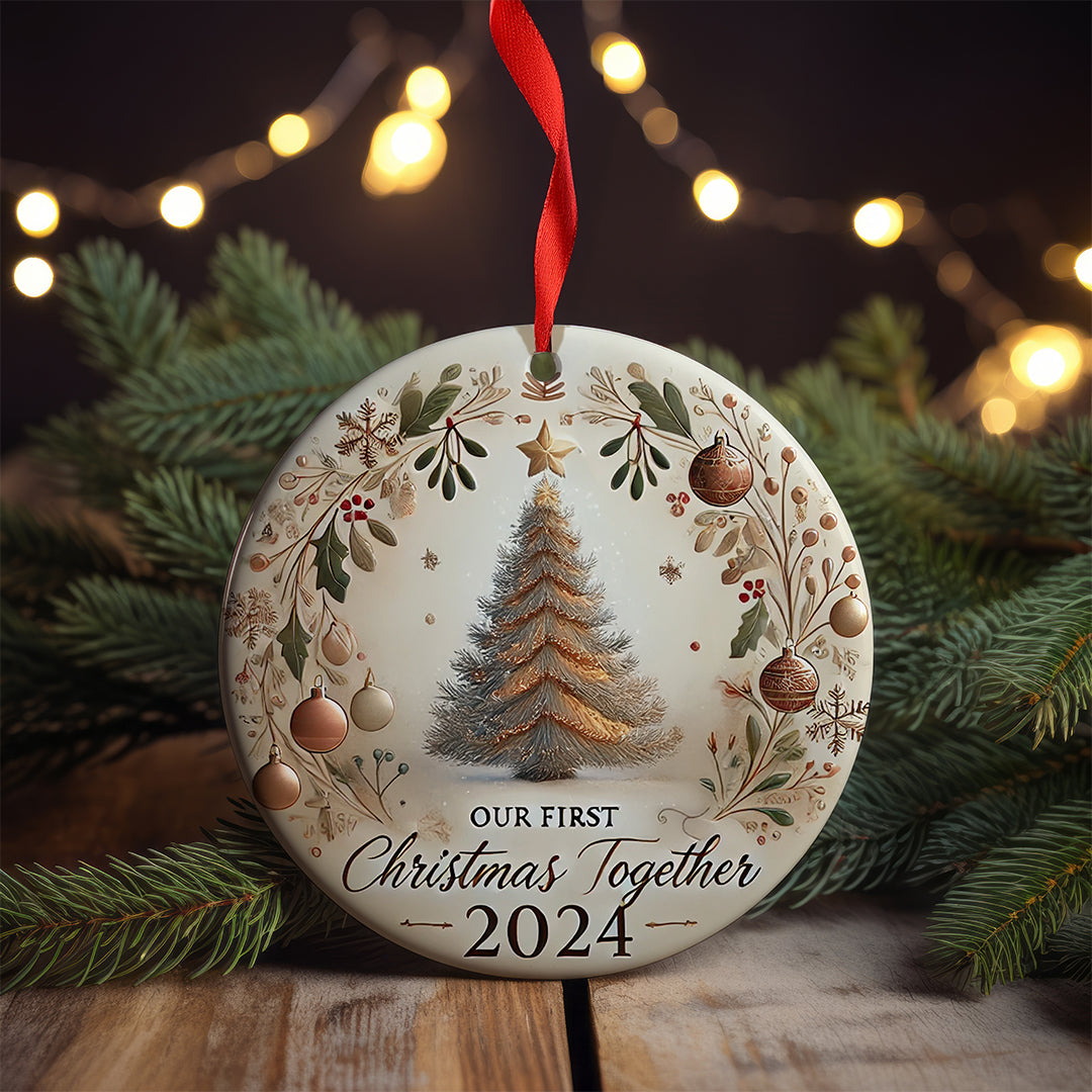 Our First Christmas Together 2024 - 3.0'' Ceramic Ornament - Beautiful Holiday Keepsake with Elegant Tree Design