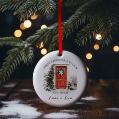 New Home Christmas Ornament 2024 - Personalized 3” Ceramic Decoration - Custom Holiday Keepsake