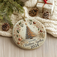 Our First Christmas Together 2024 - 3.0'' Ceramic Ornament - Beautiful Holiday Keepsake with Elegant Tree Design