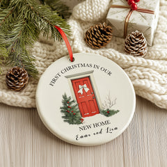 New Home Christmas Ornament 2024 - Personalized 3” Ceramic Decoration - Custom Holiday Keepsake