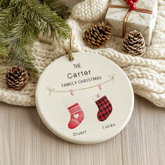 Personalized Family Stocking Christmas Ornament - 3” Ceramic Keepsake 2024