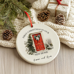 New Home Christmas Ornament 2024 - Personalized 3” Ceramic Decoration - Custom Holiday Keepsake