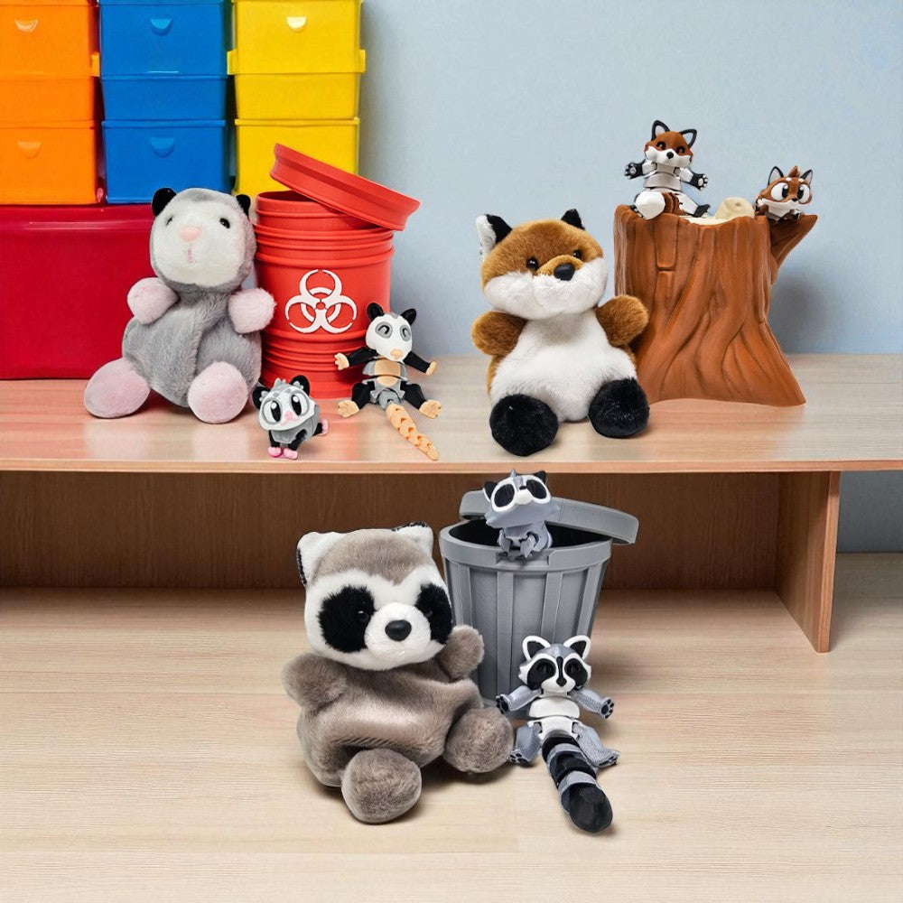 Full Trash Squad Set | 3-Piece Animal Fidget Bundle with Plush Buddy & Display Container