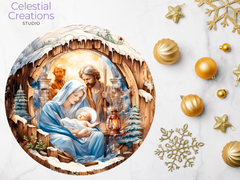 Personalized 3D Nativity Scene Ornament - 3 Inch Ceramic - Christmas Tree Decoration - Customizable Holiday Gift