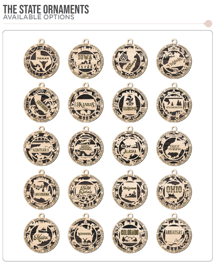 USA 3D State Shape Ornaments - Handcrafted American Made Home Decor Gifts, Unique Travel Souvenirs, State Pride Decor, Gift for Travelers