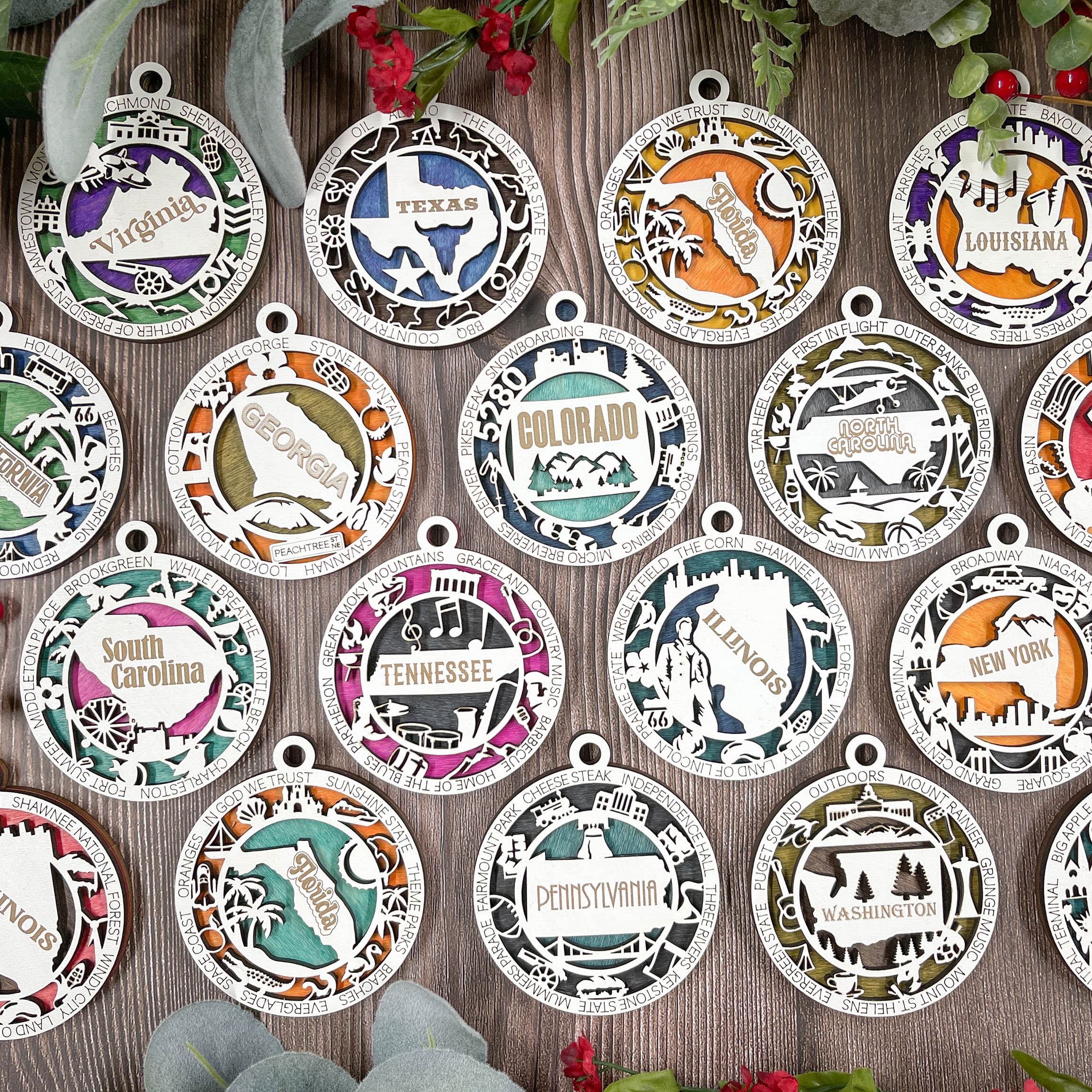 USA 3D State Shape Ornaments - Handcrafted American Made Home Decor Gifts, Unique Travel Souvenirs, State Pride Decor, Gift for Travelers