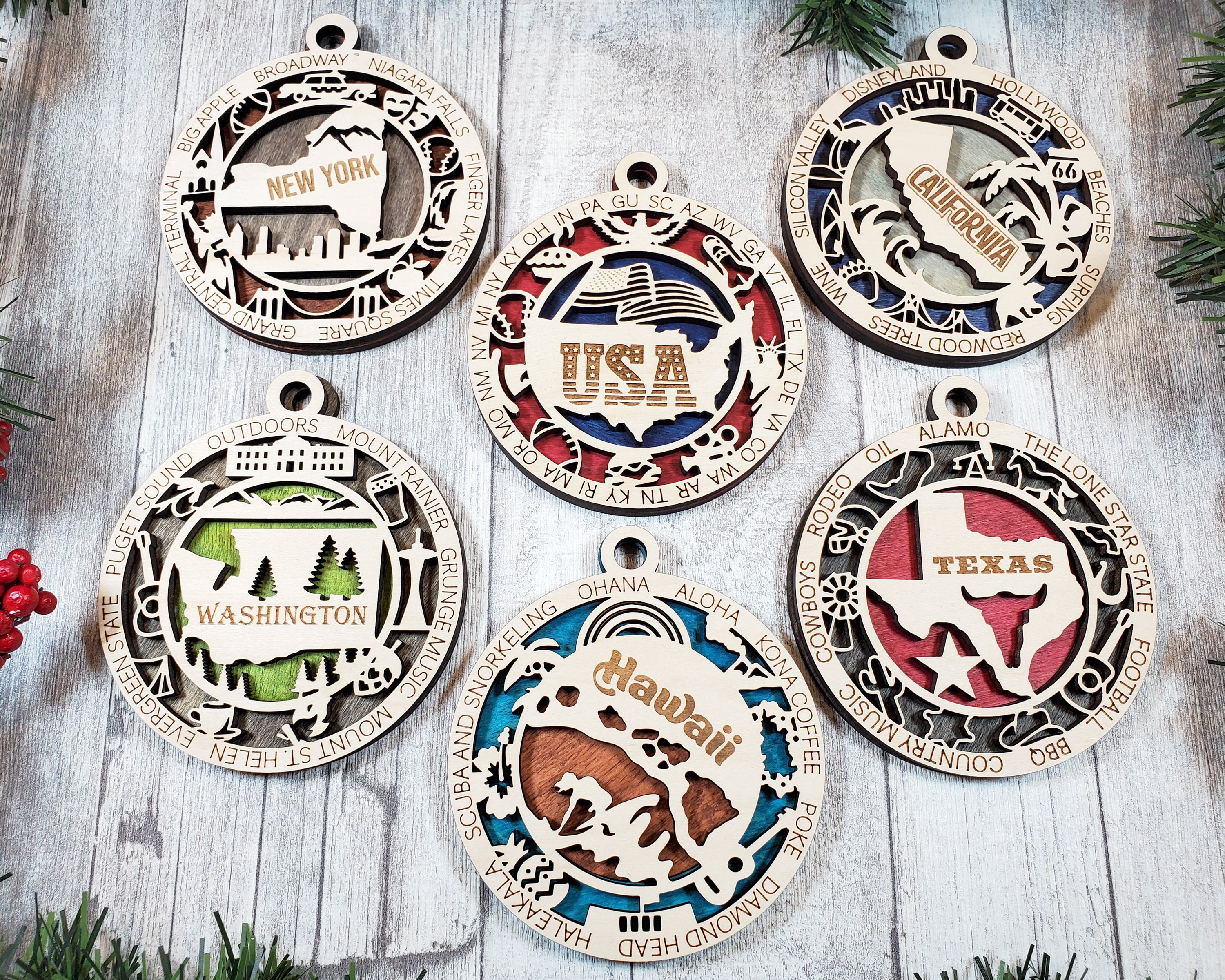 USA 3D State Shape Ornaments - Handcrafted American Made Home Decor Gifts, Unique Travel Souvenirs, State Pride Decor, Gift for Travelers
