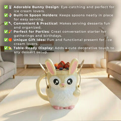 BonBon Bunny | Cute Animal  Ice Cream Pint Holder or Ramen Noodle Bowl