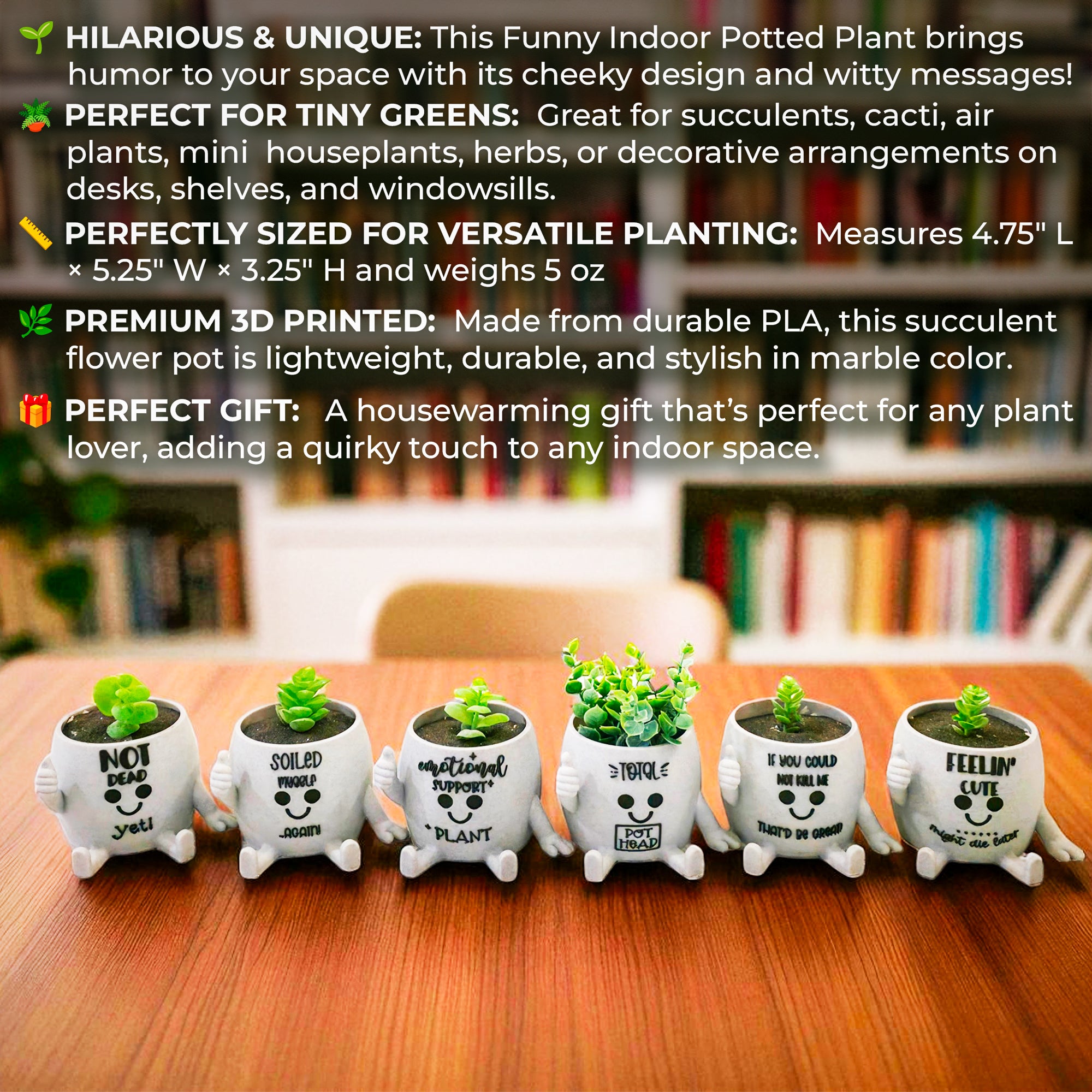 Thumbs Up Succulent Pot With Witty Quotes | Quirky Indoor Plant Pot Gift For Friend | Funny Plant Pot 4.75in Wide | Office Colleague Gift