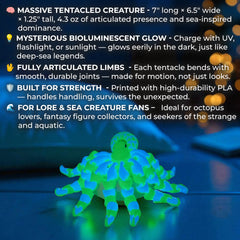 Articulated Glow in The Dark Octopus – UV Activated Shimmering Tentacled Aquatic Design