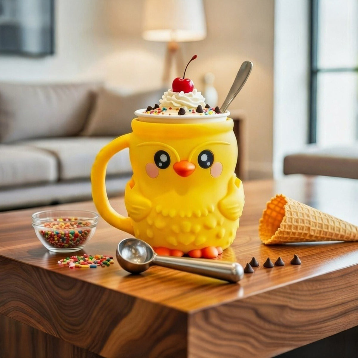Chickadee Chicklet | Cute Animal Ice Cream Pint Holder or Ramen Noodle Bowl