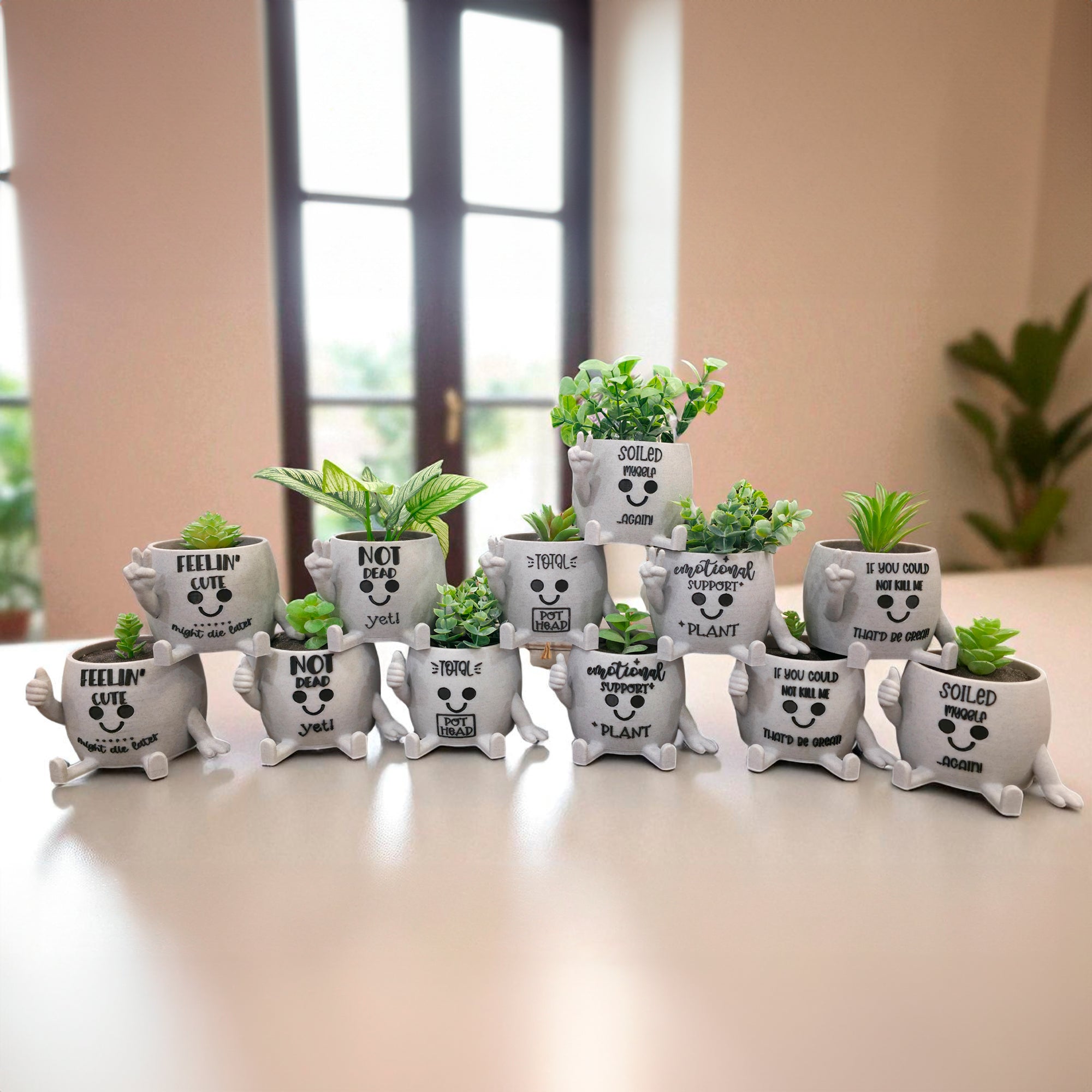 Thumbs Up Succulent Pot With Witty Quotes | Quirky Indoor Plant Pot Gift For Friend | Funny Plant Pot 4.75in Wide | Office Colleague Gift