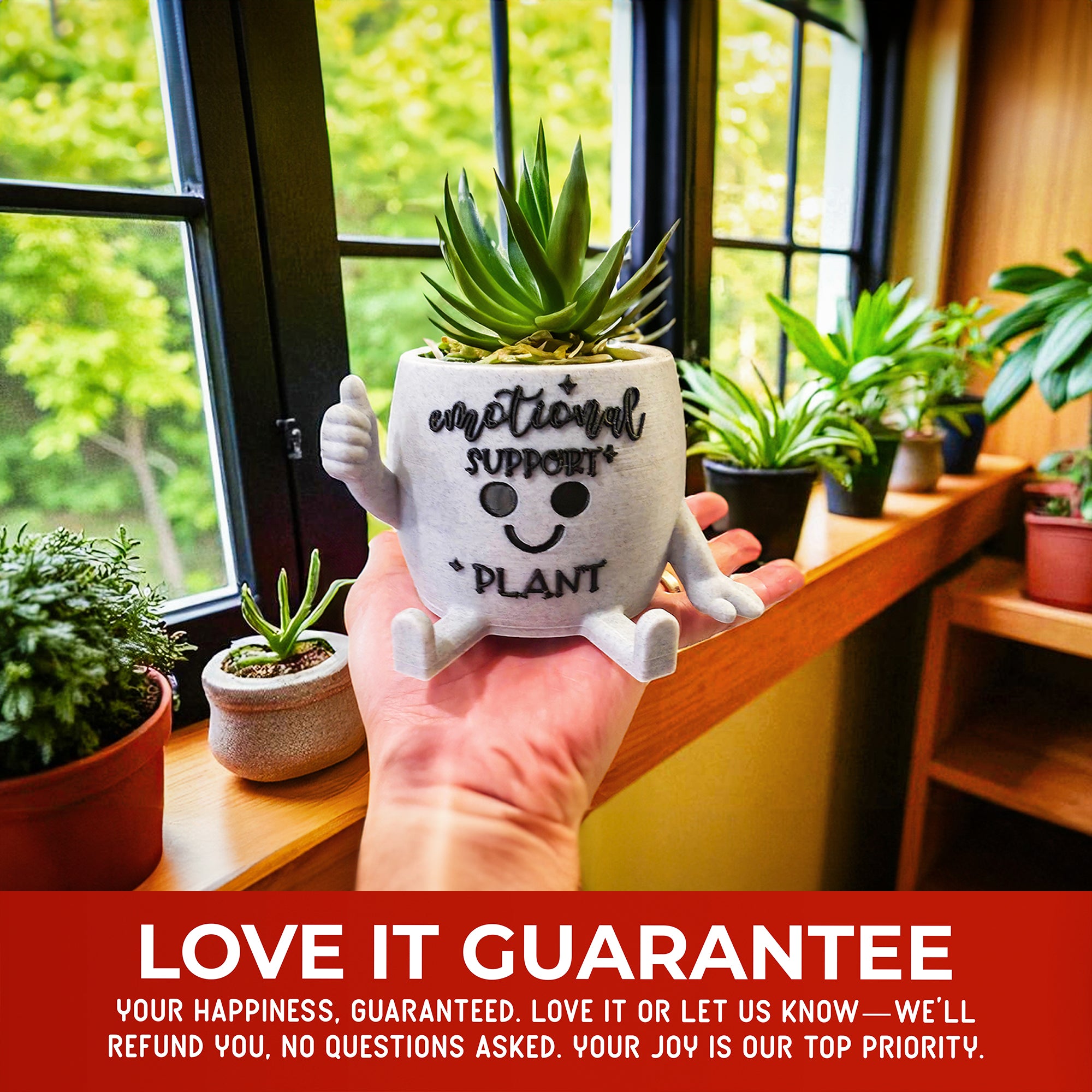Thumbs Up Succulent Pot With Witty Quotes | Quirky Indoor Plant Pot Gift For Friend | Funny Plant Pot 4.75in Wide | Office Colleague Gift