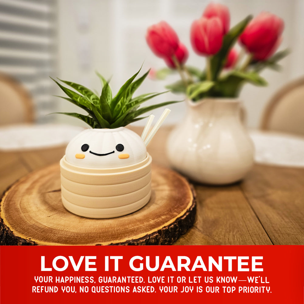 Cute Kawaii Succulent Plant Pot | Happy Kawaii Dim Sum Planter | Kawaii Dumpling Planter | Gift For Foodie Friend | Kawaii Home Decor