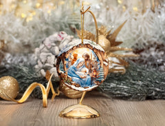 Personalized 3D Nativity Scene Ornament - 3 Inch Ceramic - Christmas Tree Decoration - Customizable Holiday Gift