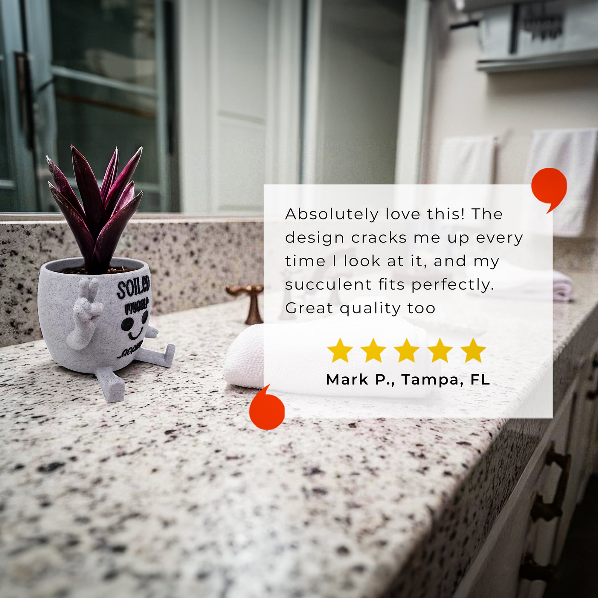 Thumbs Up Succulent Pot With Witty Quotes | Quirky Indoor Plant Pot Gift For Friend | Funny Plant Pot 4.75in Wide | Office Colleague Gift