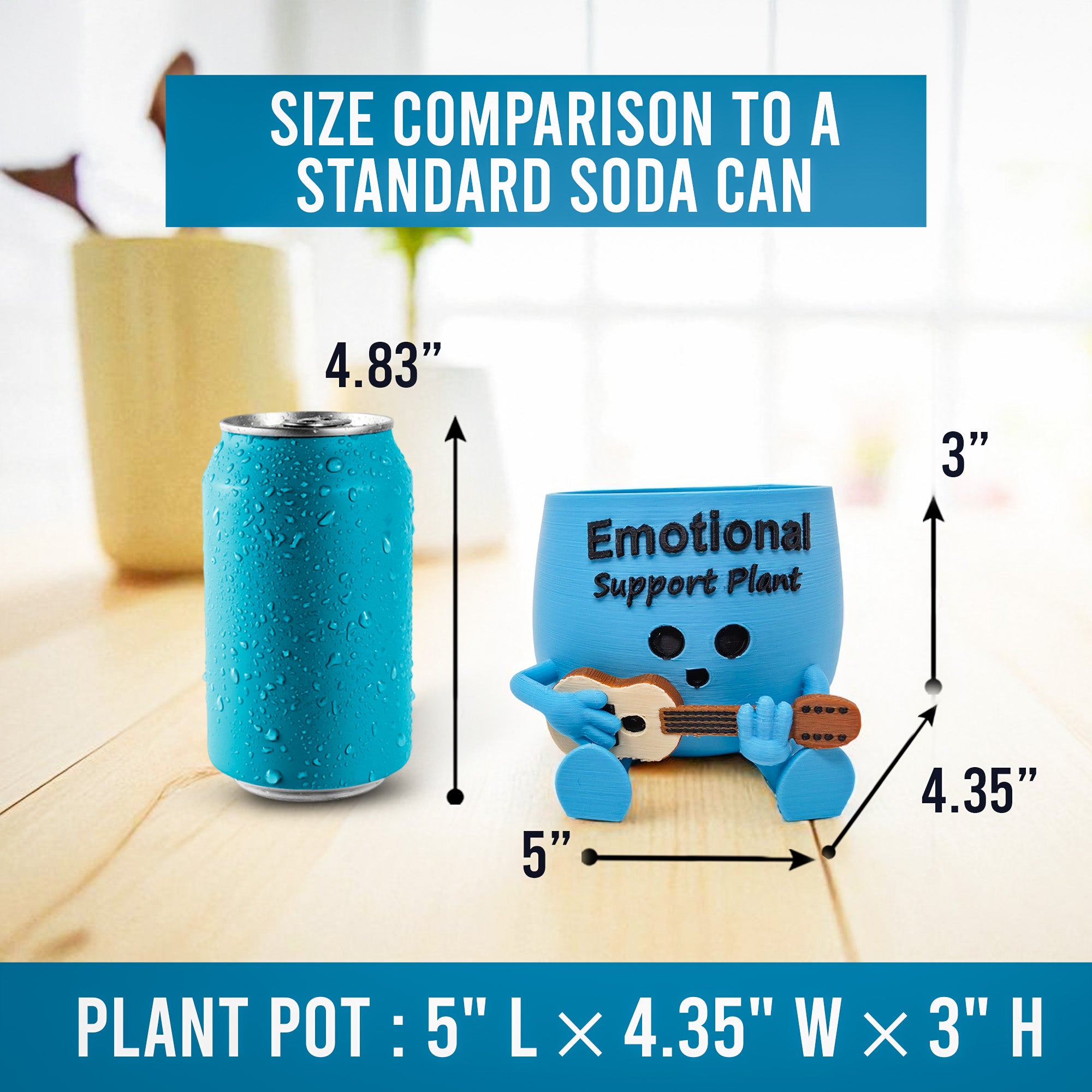 Cute Emotional Support Planter | Funny Head Pot for Succulents | Kawaii Home Office Decor | Funky 3D Printed Gift for Plant Lovers