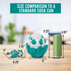 Jade Crystal Dragon and Egg | Articulated Fidget Toy in Emerald Egg