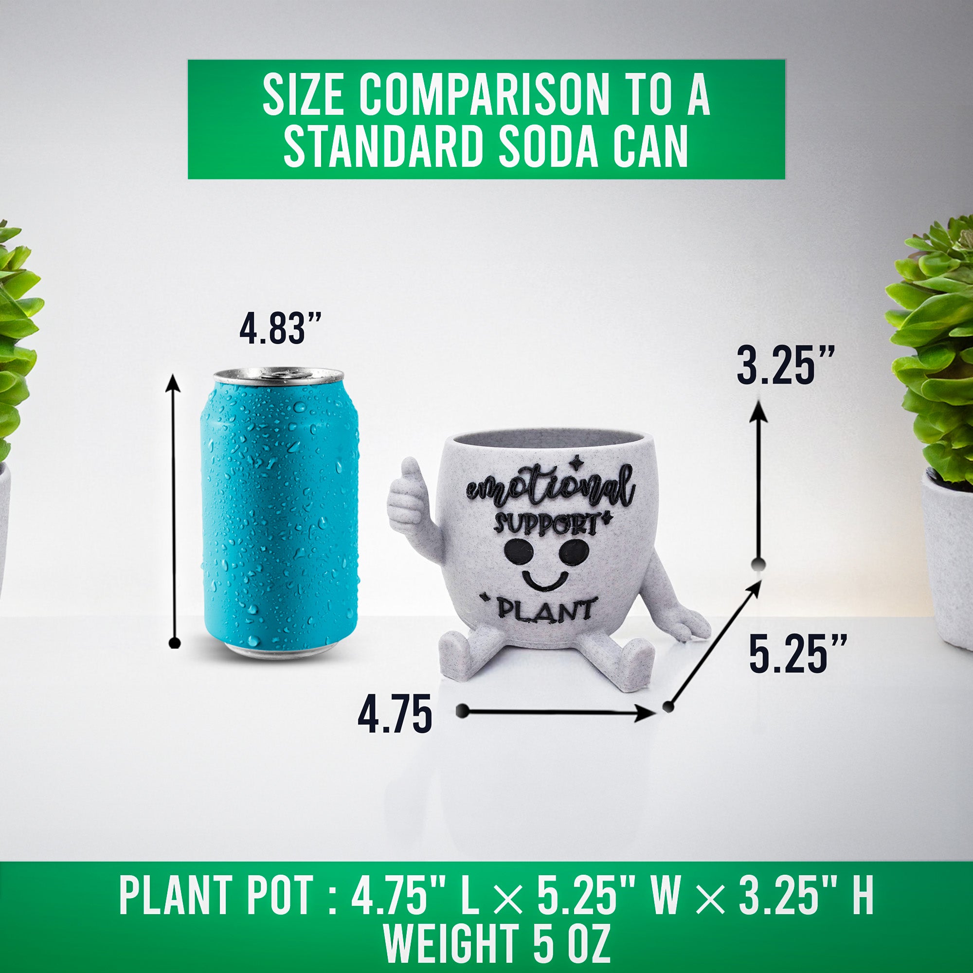 Thumbs Up Succulent Pot With Witty Quotes | Quirky Indoor Plant Pot Gift For Friend | Funny Plant Pot 4.75in Wide | Office Colleague Gift
