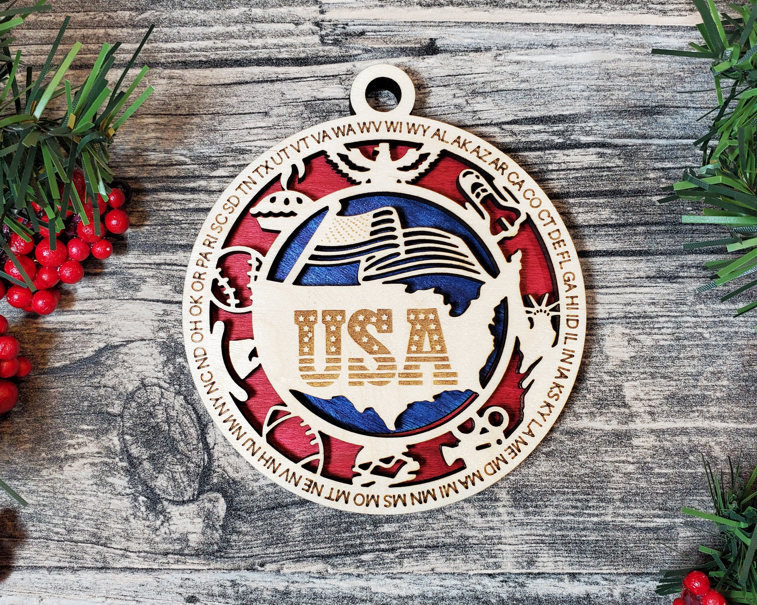 USA 3D State Shape Ornaments - Handcrafted American Made Home Decor Gifts, Unique Travel Souvenirs, State Pride Decor, Gift for Travelers