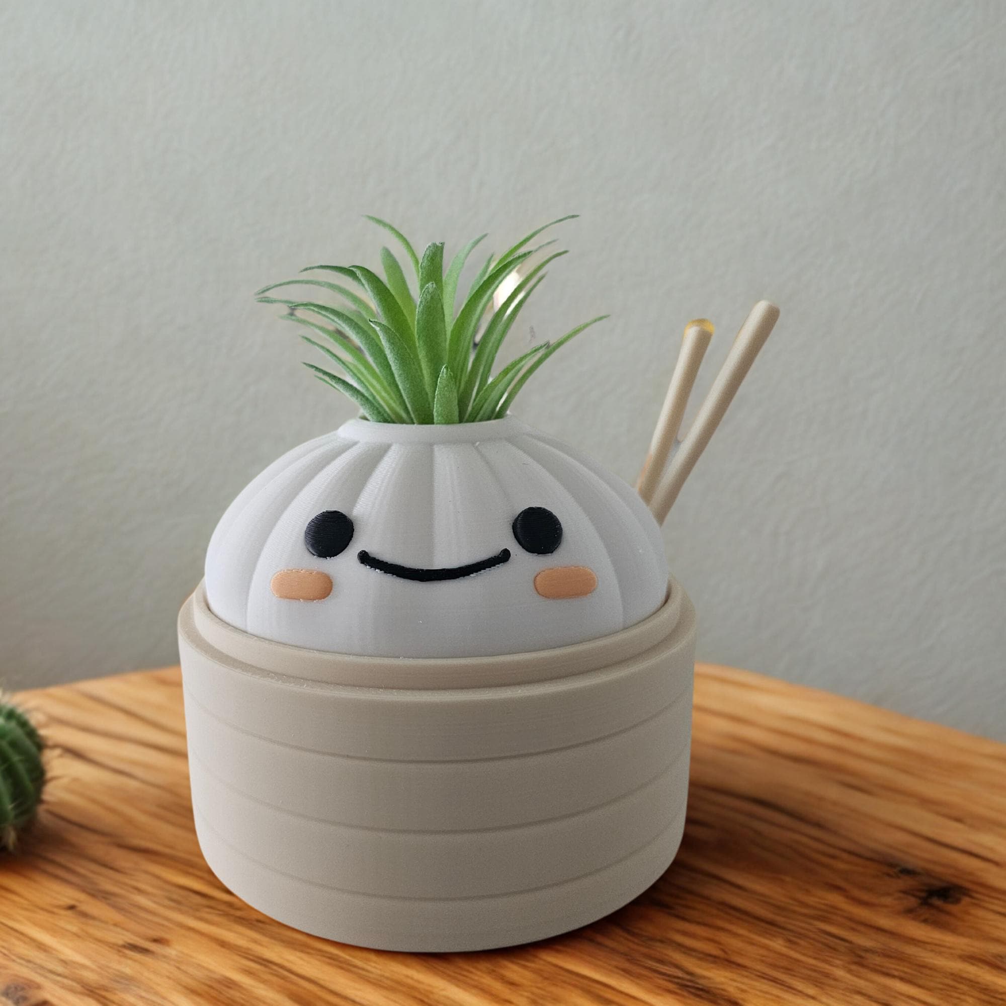 Cute Kawaii Succulent Plant Pot | Happy Kawaii Dim Sum Planter | Kawaii Dumpling Planter | Gift For Foodie Friend | Kawaii Home Decor