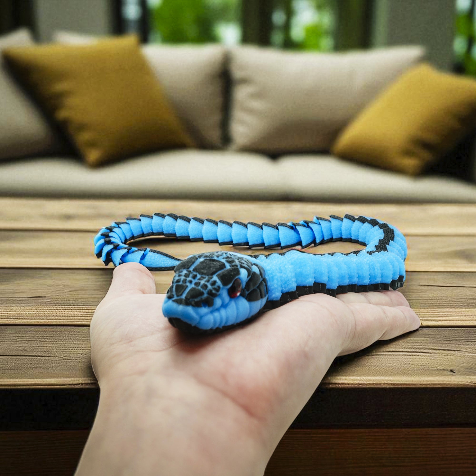 Glow-in-the-Dark Garter Snake | 3D Printed Serpent Figurine