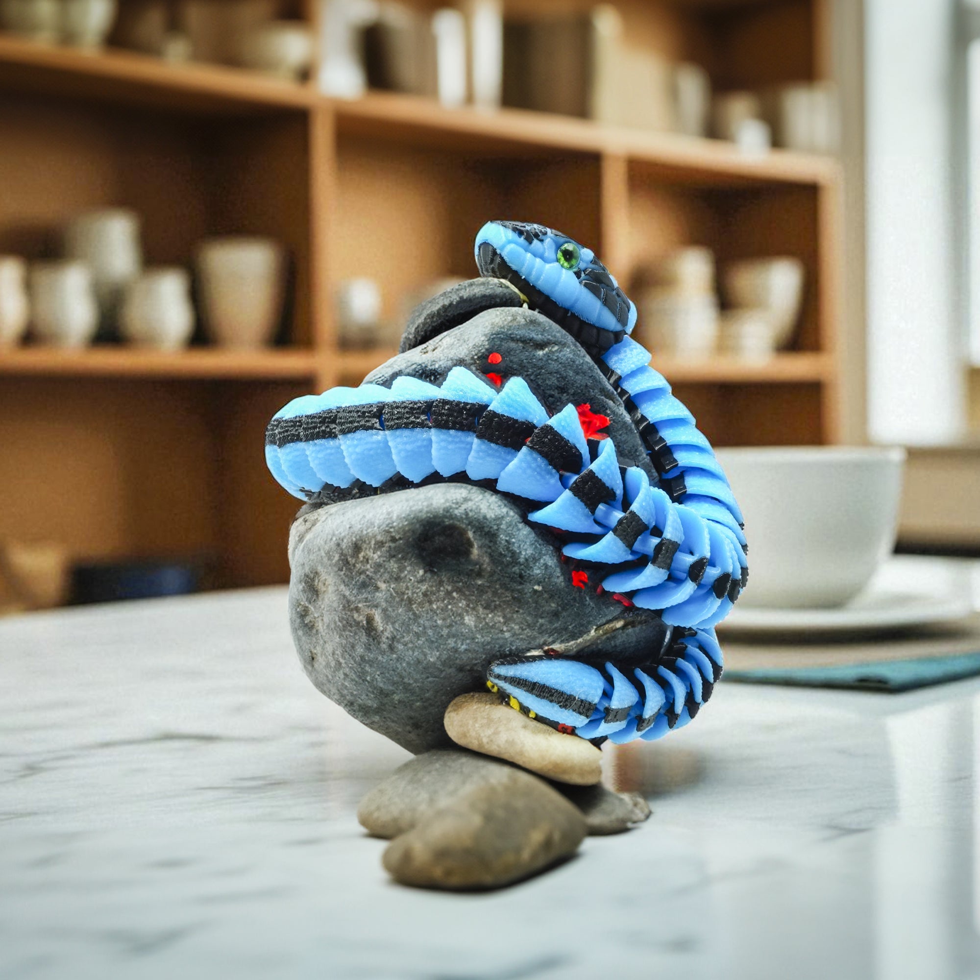 Glow-in-the-Dark Garter Snake | 3D Printed Serpent Figurine