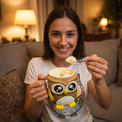 OddBall Owl - Cute Animal  Ice Cream Pint Holder or Ramen Noodle Bowl
