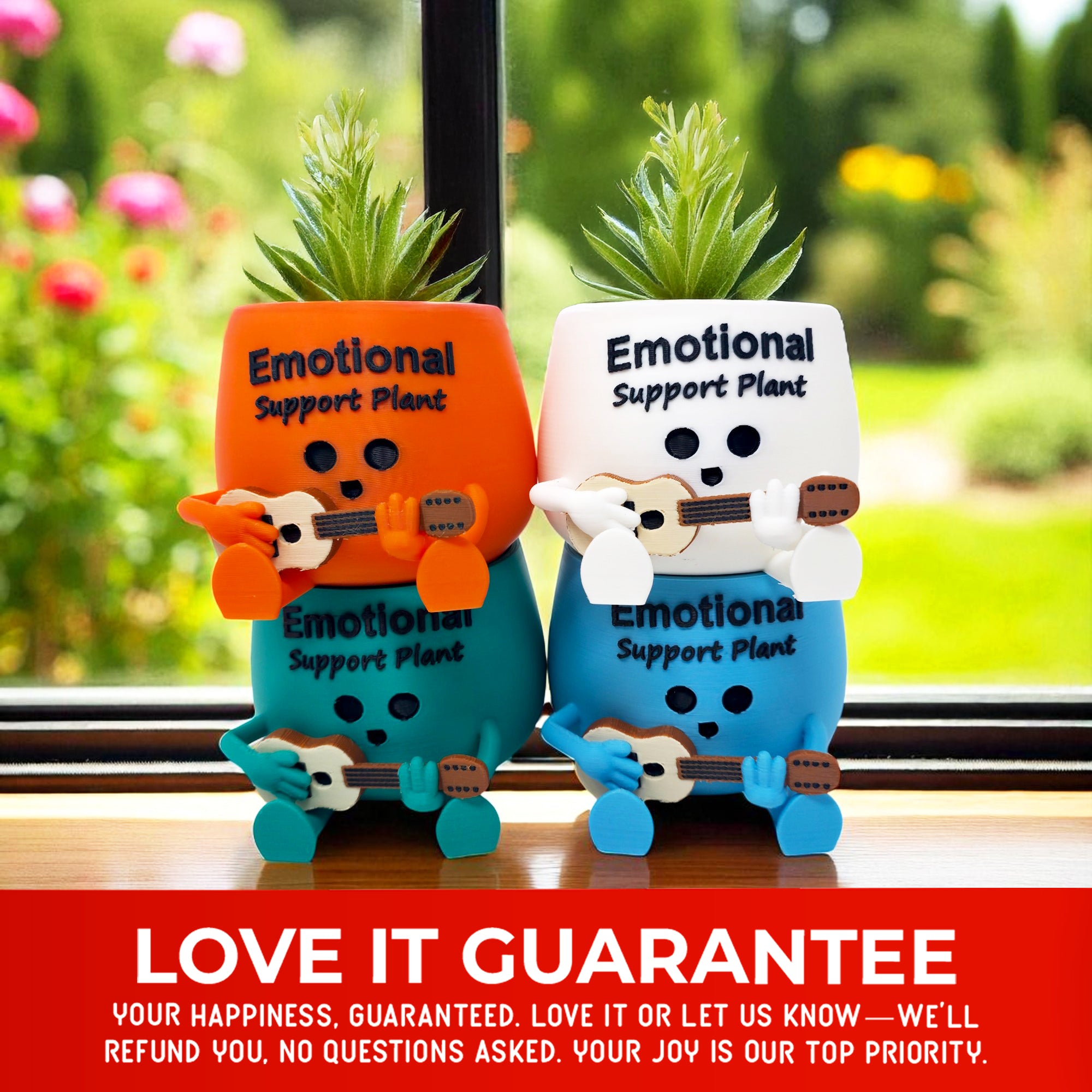 Cute Emotional Support Planter | Funny Head Pot for Succulents | Kawaii Home Office Decor | Funky 3D Printed Gift for Plant Lovers