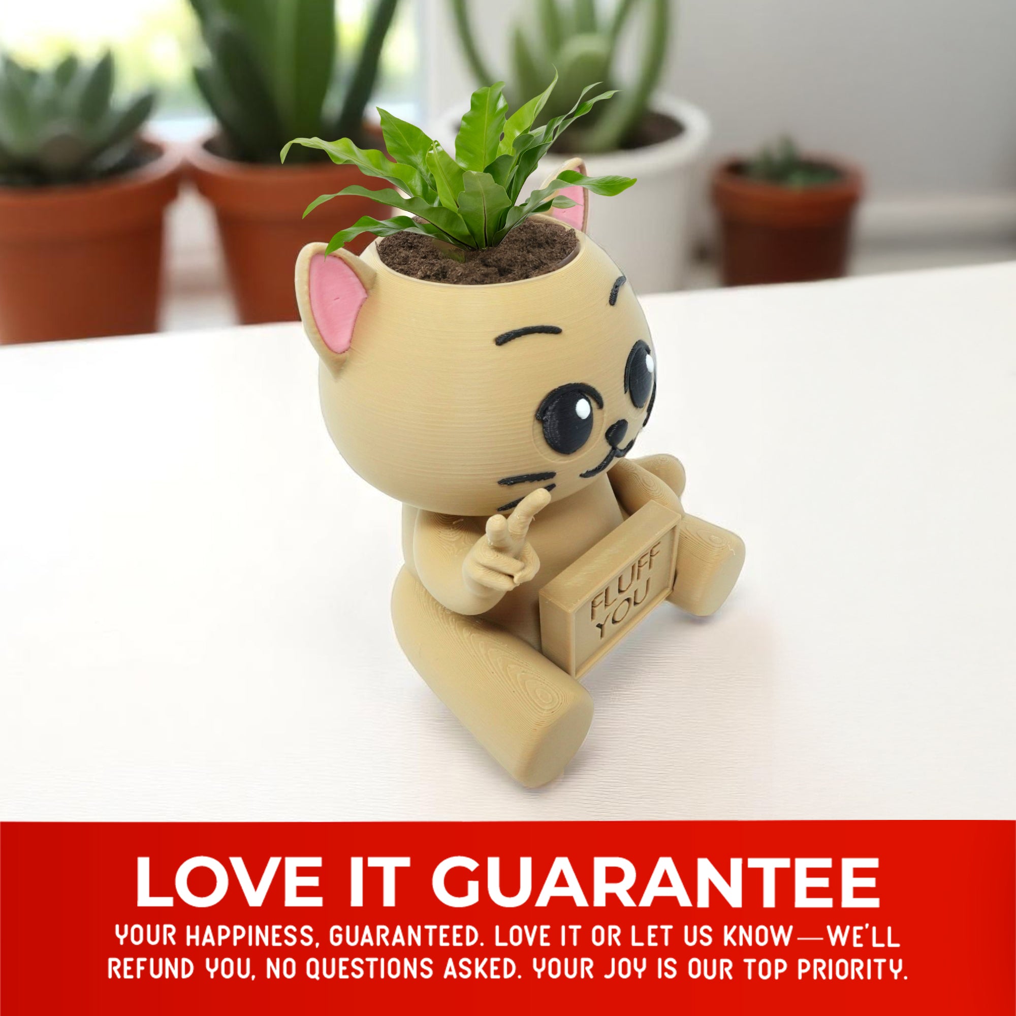 cat succulent pot Fluff You Funny Cat Succulent Pot – Celestial Creations Studio