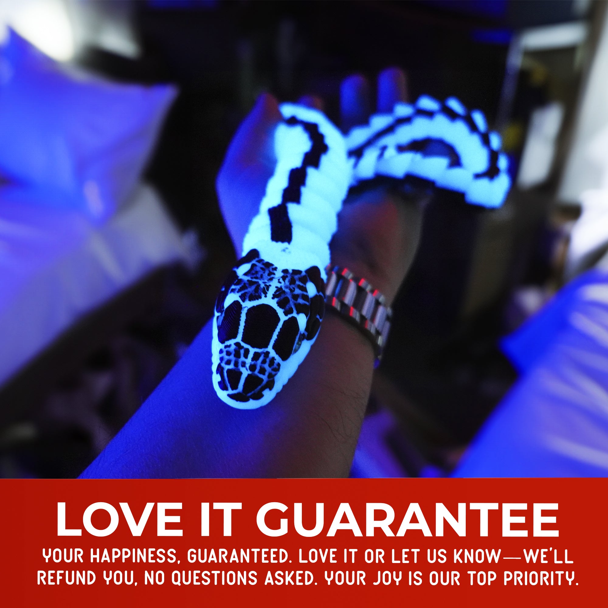 Glow-in-the-Dark Garter Snake | 3D Printed Serpent Figurine