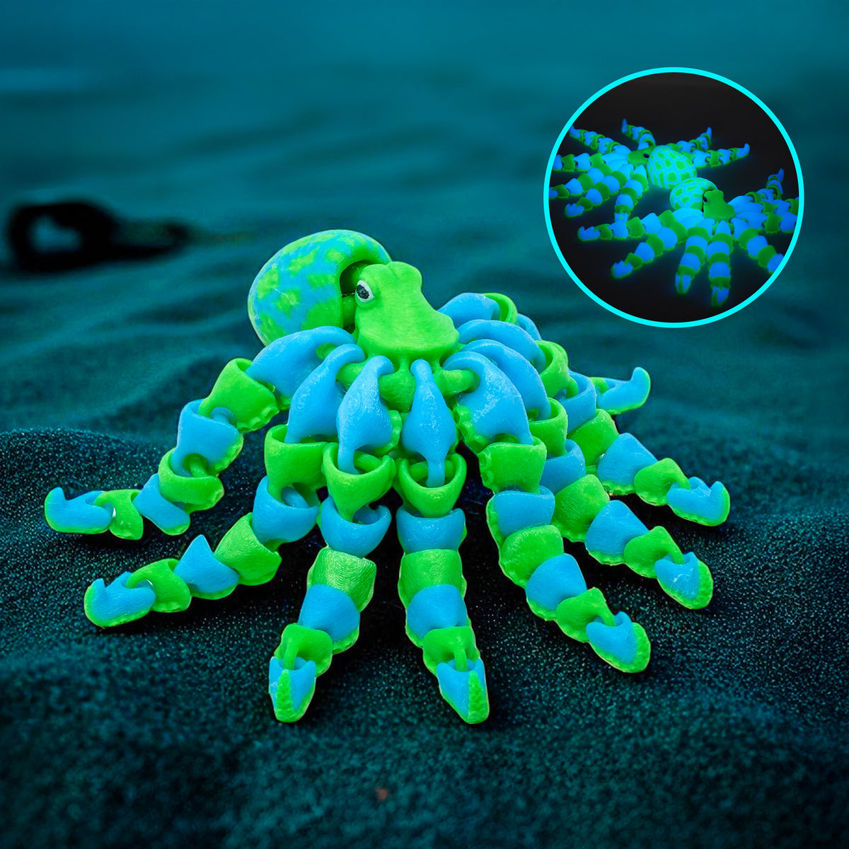 Articulated Glow in The Dark Octopus – UV Activated Shimmering Tentacled Aquatic Design