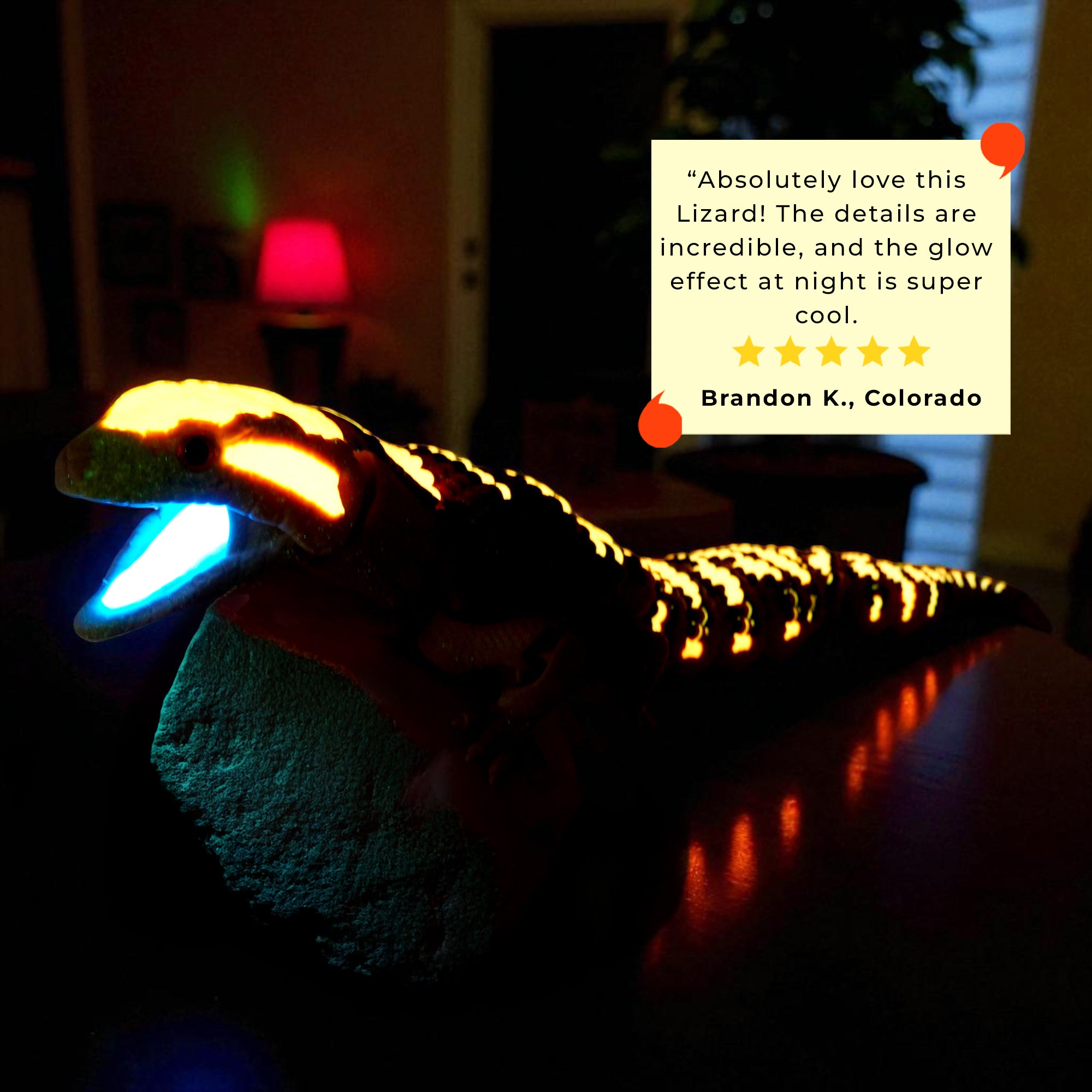 Skink Lizard Glow In The Dark Fidget Toy | Blue Tongue Lizard Flexi | Articulated Desk Toy | 3d Printed Lizard Gift For Friend | Quirky Gift
