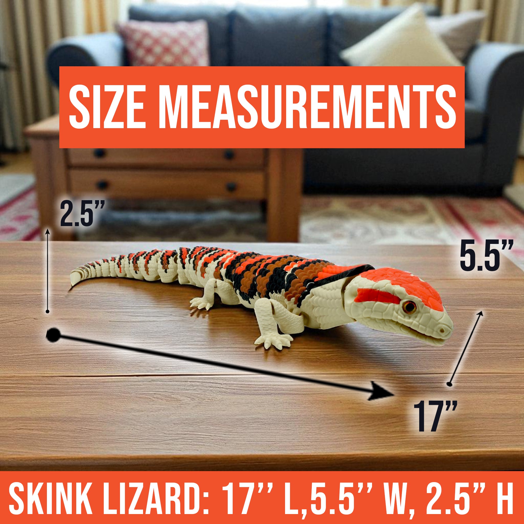 Skink Lizard Glow In The Dark Fidget Toy | Blue Tongue Lizard Flexi | Articulated Desk Toy | 3d Printed Lizard Gift For Friend | Quirky Gift