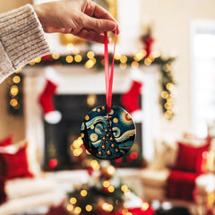 Christmas 2024 Ornament - Round Ceramic Xmas Tree Decoration, Heirloom Keepsake & Holiday Gift Idea - 3 Inch Ceramic Glass