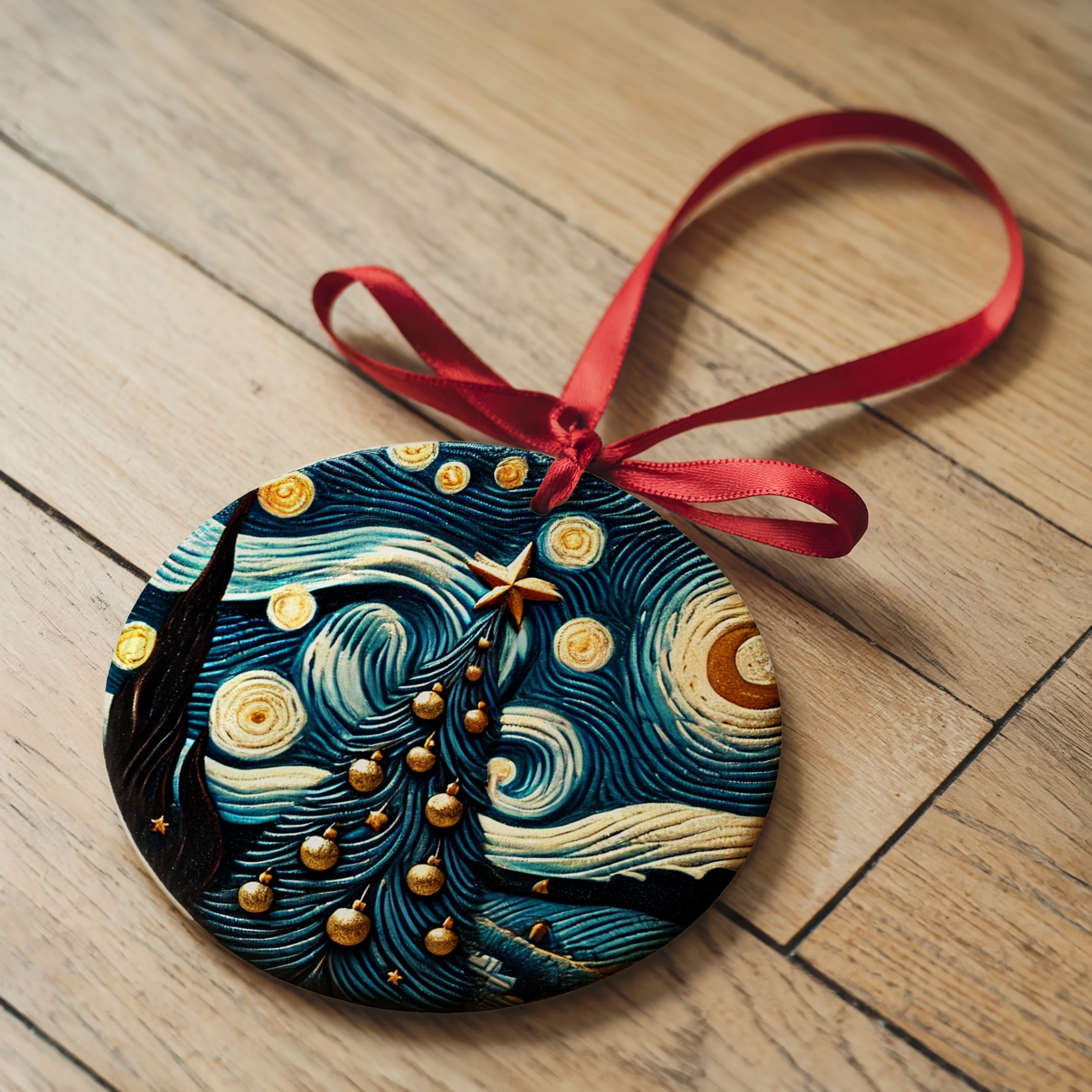 Christmas 2024 Ornament - Round Ceramic Xmas Tree Decoration, Heirloom Keepsake & Holiday Gift Idea - 3 Inch Ceramic Glass